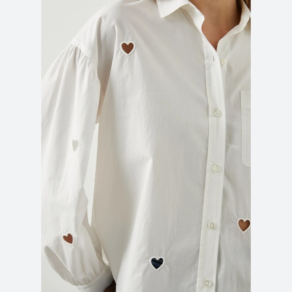 Rails Janae Shirt White Eyelet Hearts - Picture 2 of 8
